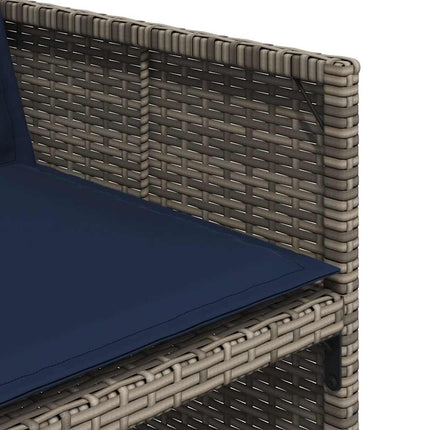 15 Piece Garden Dining Set with Cushions Grey Poly Rattan