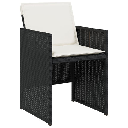 15 Piece Patio Dining Set with Cushions Black Poly Rattan