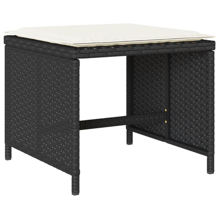 17 Piece Patio Dining Set with Cushions Black Poly Rattan