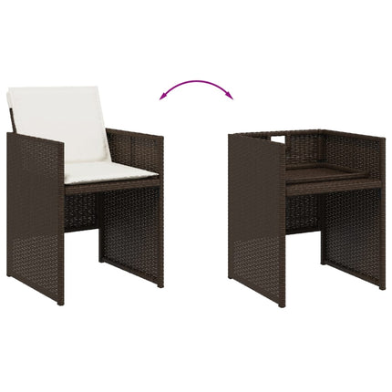 17 Piece Patio Dining Set with Cushions Brown Poly Rattan