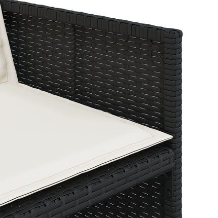 17 Piece Patio Dining Set with Cushions Black Poly Rattan