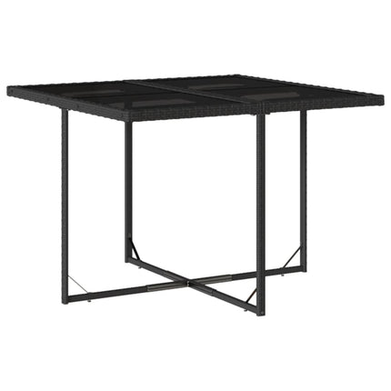 9 Piece Patio Dining Set with Cushions Black Poly Rattan