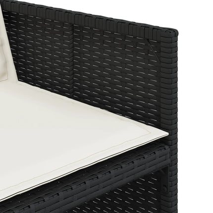 9 Piece Patio Dining Set with Cushions Black Poly Rattan