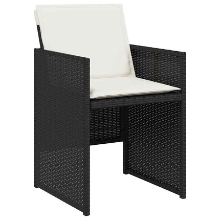 11 Piece Patio Dining Set with Cushions Black Poly Rattan