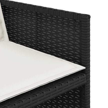 11 Piece Patio Dining Set with Cushions Black Poly Rattan