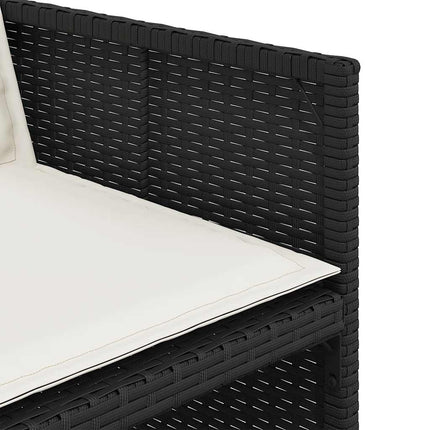 11 Piece Patio Dining Set with Cushions Black Poly Rattan