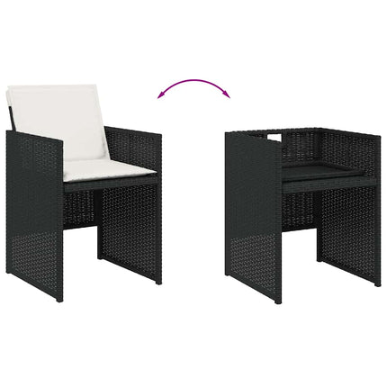 13 Piece Patio Dining Set with Cushions Black Poly Rattan