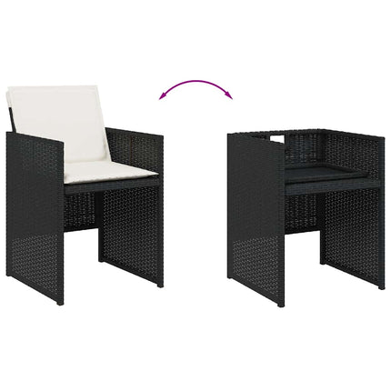 15 Piece Patio Dining Set with Cushions Black Poly Rattan