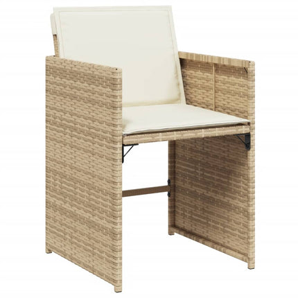 7 Piece Patio Dining Set with Cushions Beige Poly Rattan