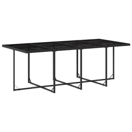 9 Piece Patio Dining Set with Cushions Black Poly Rattan