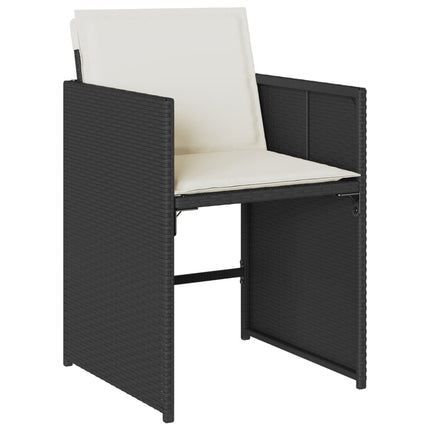 11 Piece Patio Dining Set with Cushions Black Poly Rattan