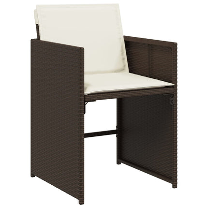 13 Piece Patio Dining Set with Cushions Brown Poly Rattan
