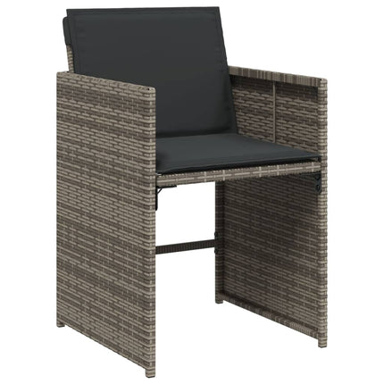 13 Piece Patio Dining Set with Cushions Gray Poly Rattan