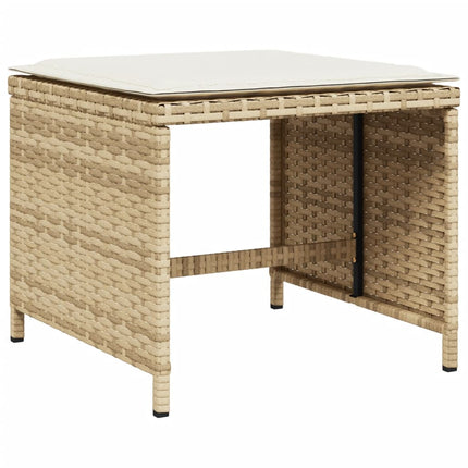 13 Piece Patio Dining Set with Cushions Beige Poly Rattan
