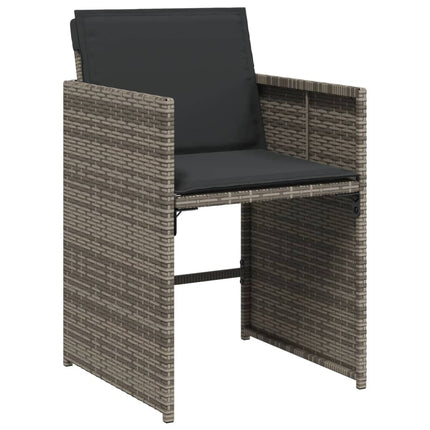 15 Piece Patio Dining Set with Cushions Gray Poly Rattan