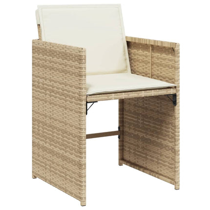 17 Piece Patio Dining Set with Cushions Beige Poly Rattan