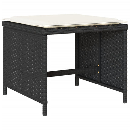 17 Piece Patio Dining Set with Cushions Black Poly Rattan