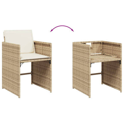 15 Piece Patio Dining Set with Cushions Beige Poly Rattan