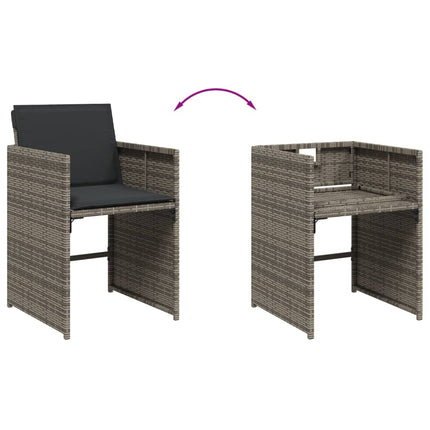 17 Piece Patio Dining Set with Cushions Gray Poly Rattan