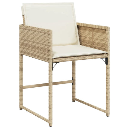 5 Piece Patio Dining Set with Cushions Beige Poly Rattan