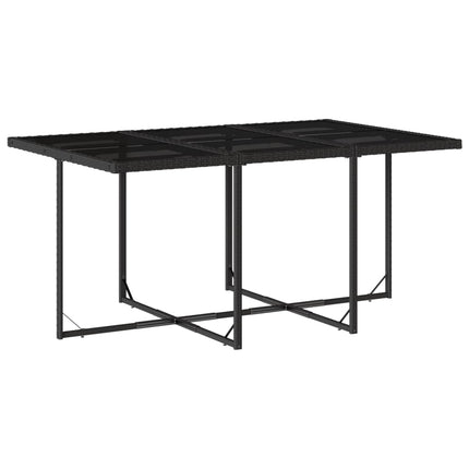 7 Piece Patio Dining Set with Cushions Black Poly Rattan