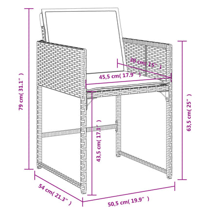 7 Piece Patio Dining Set with Cushions Brown Poly Rattan