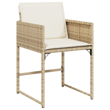 9 Piece Patio Dining Set with Cushions Beige Poly Rattan
