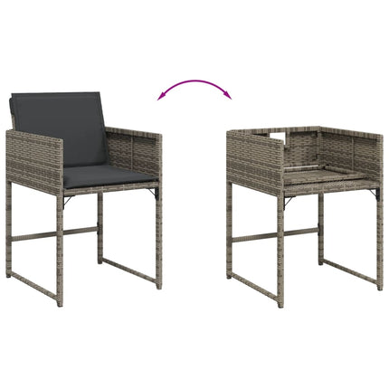 11 Piece Patio Dining Set with Cushions Gray Poly Rattan