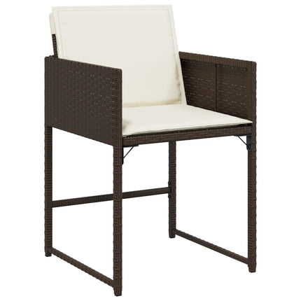 11 Piece Patio Dining Set with Cushions Brown Poly Rattan