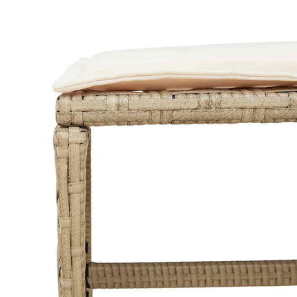 11 Piece Patio Dining Set with Cushions Beige Poly Rattan