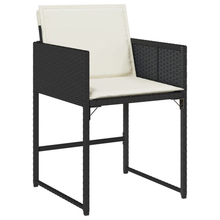 15 Piece Patio Dining Set with Cushions Black Poly Rattan