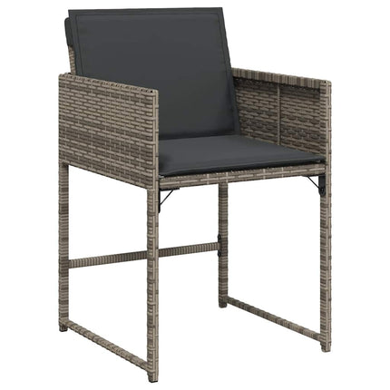 15 Piece Patio Dining Set with Cushions Gray Poly Rattan