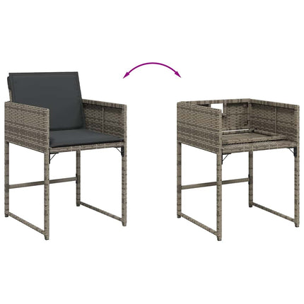 15 Piece Garden Dining Set with Cushions Grey Poly Rattan
