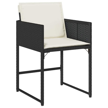15 Piece Patio Dining Set with Cushions Black Poly Rattan