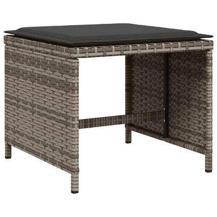 17 Piece Patio Dining Set with Cushions Gray Poly Rattan
