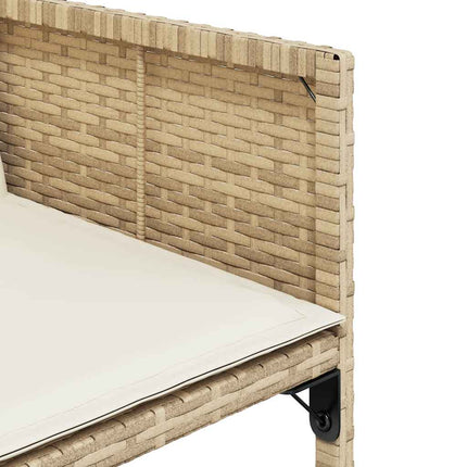 17 Piece Patio Dining Set with Cushions Beige Poly Rattan
