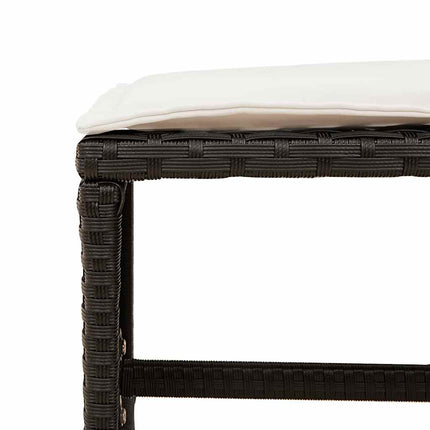 17 Piece Patio Dining Set with Cushions Black Poly Rattan