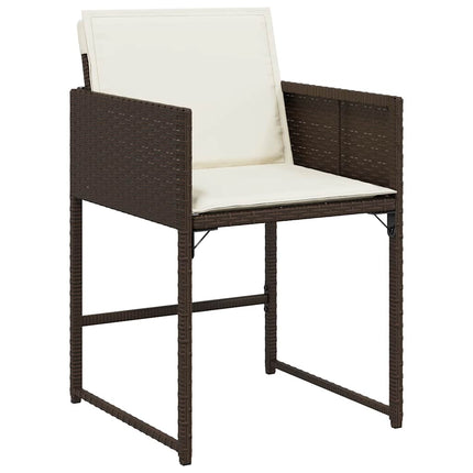 15 Piece Patio Dining Set with Cushions Brown Poly Rattan