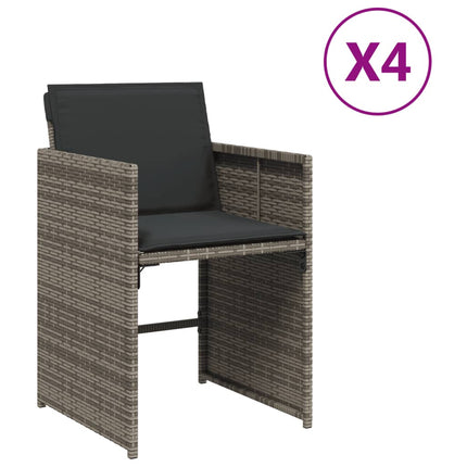 Patio Chairs with Cushions 4 pcs Gray Poly Rattan
