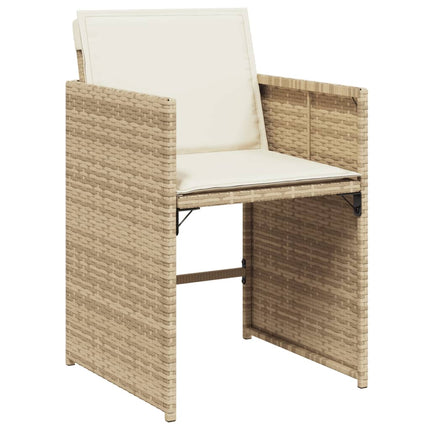 Patio Chairs with Cushions 4 pcs Beige Poly Rattan
