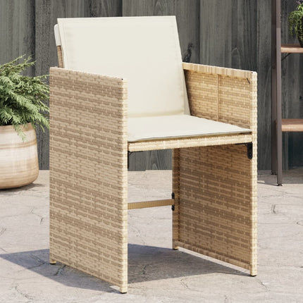 Patio Chairs with Cushions 4 pcs Beige Poly Rattan