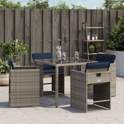 Patio Chairs with Cushions 4 pcs Gray Poly Rattan