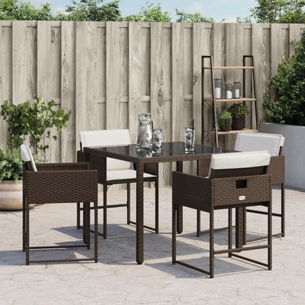 Patio Chairs with Cushions 4 pcs Brown Poly Rattan
