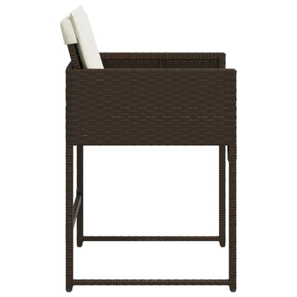 Patio Chairs with Cushions 4 pcs Brown Poly Rattan