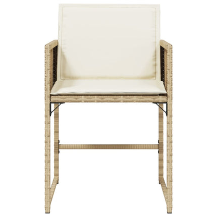 Patio Chairs with Cushions 4 pcs Beige Poly Rattan