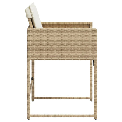 Patio Chairs with Cushions 4 pcs Beige Poly Rattan
