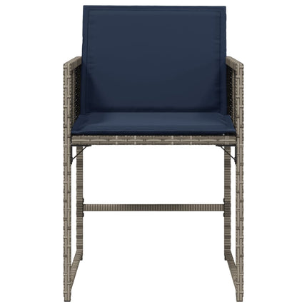 Patio Chairs with Cushions 4 pcs Gray Poly Rattan