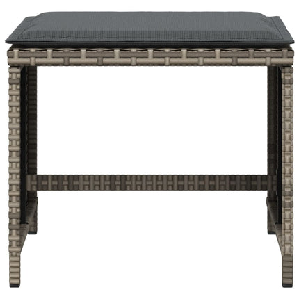 Patio Stools with Cushions 4 pcs Gray 15.7"x15.7"x13.8" Poly Rattan