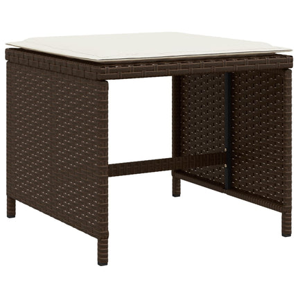 Patio Stools with Cushions 4 pcs Brown 15.7"x15.7"x13.8" Poly Rattan
