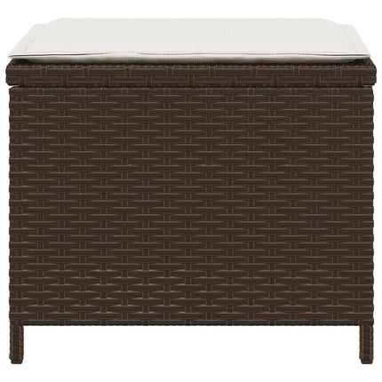 Patio Stools with Cushions 4 pcs Brown 15.7"x15.7"x13.8" Poly Rattan